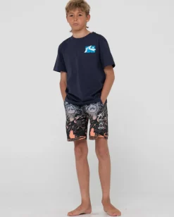 Rusty Paste Up Printed Elastic Boardshort Boys | Kids Boardshorts