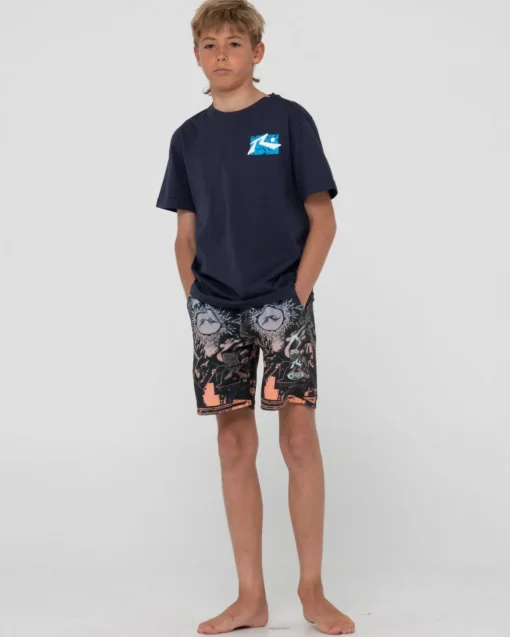 Rusty Paste Up Printed Elastic Boardshort Boys | Kids Boardshorts