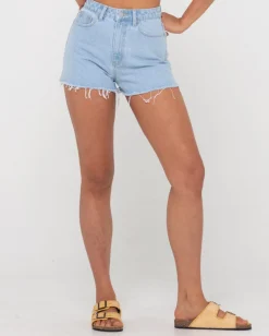 Rusty Penny Kick Flare High Waisted Denim Short | Womens Denim