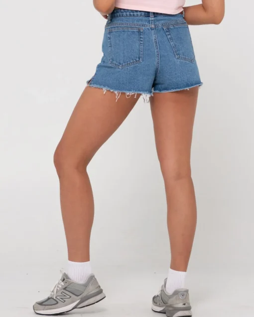 Rusty Penny Kick Flare High Waisted Denim Short | Womens Denim