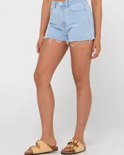 Rusty Penny Kick Flare High Waisted Denim Short | Womens Denim