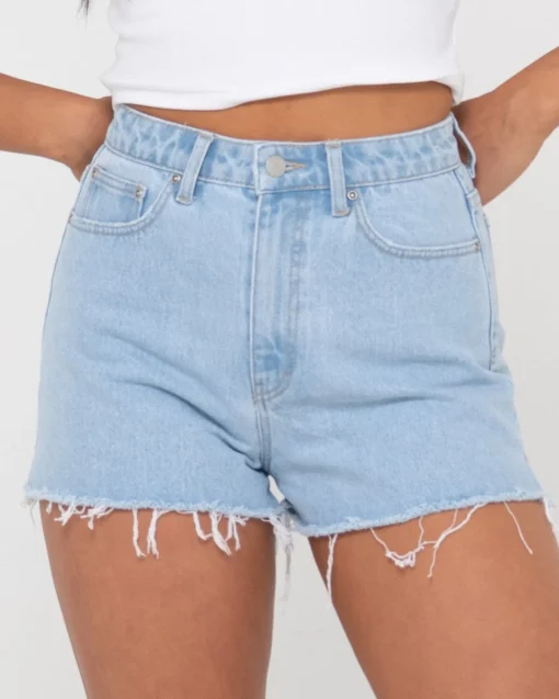 Rusty Penny Kick Flare High Waisted Denim Short | Womens Denim