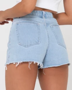 Rusty Penny Kick Flare High Waisted Denim Short | Womens Denim