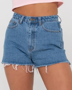 Rusty Penny Kick Flare High Waisted Denim Short | Womens Denim