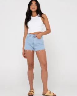 Rusty Penny Kick Flare High Waisted Denim Short | Womens Denim