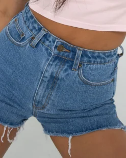 Rusty Penny Kick Flare High Waisted Denim Short | Womens Denim