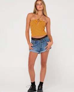 Rusty Pheonix Low Rise Mini Denim Short | Womens Denim