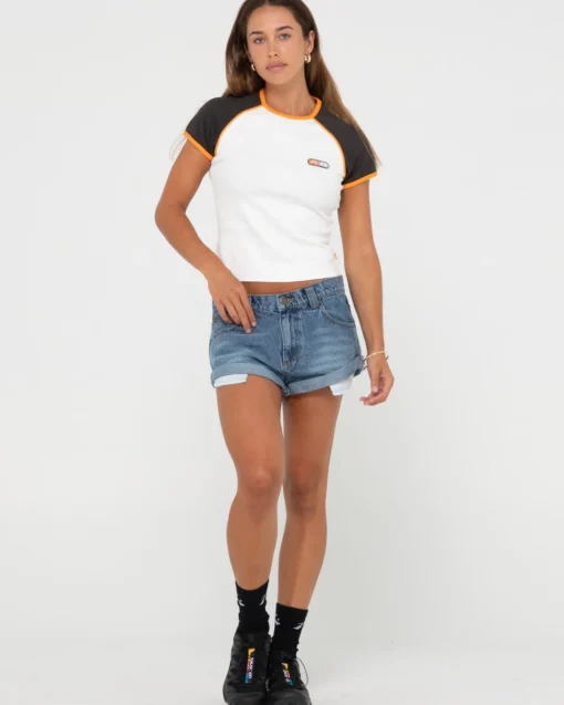 Rusty Pheonix Low Rise Mini Denim Short | Womens Denim