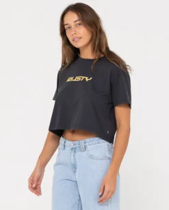 Rusty Rider Relaxed Fit Graphic Crop Tee | Womens Tees & Tanks