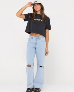 Rusty Rider Relaxed Fit Graphic Crop Tee | Womens Tees & Tanks