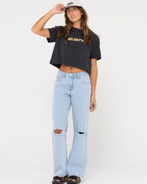 Rusty Rider Relaxed Fit Graphic Crop Tee | Womens Tees & Tanks