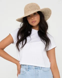 Rusty Romance Wide Brim Straw Beach Hat | Womens Caps & Hats