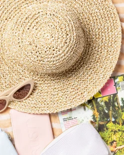 Rusty Romance Wide Brim Straw Beach Hat | Womens Caps & Hats