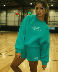 Rusty Script Oversize Crew Neck Fleece | Womens Hoodies & Fleece