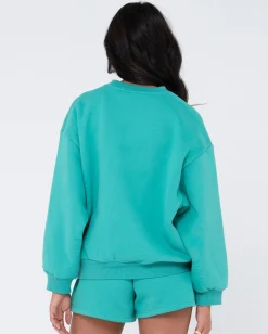 Rusty Script Oversize Crew Neck Fleece | Womens Hoodies & Fleece