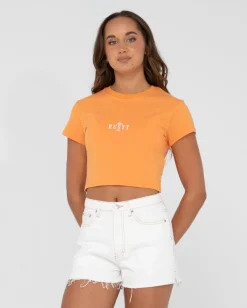 Rusty Sunrise Short Sleeve Baby Tee | Womens Tees & Tanks