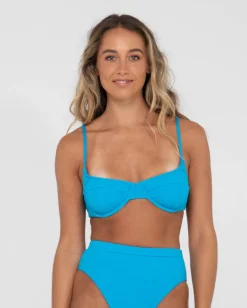 Rusty Sandalwood Textured Balconette Bikini Top | Womens Bikini Tops