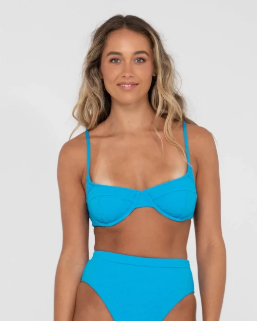Rusty Sandalwood Textured Balconette Bikini Top | Womens Bikini Tops