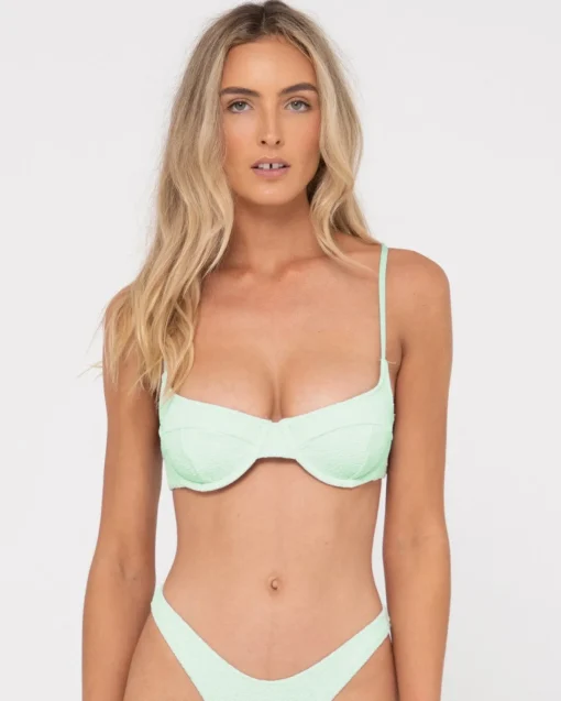 Rusty Sandalwood Textured Balconette Bikini Top | Womens Bikini Tops