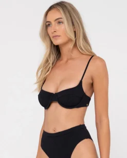 Rusty Sandalwood Textured Balconette Bikini Top | Womens Bikinis