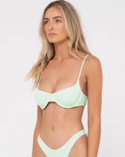 Rusty Sandalwood Textured Balconette Bikini Top | Womens Bikini Tops