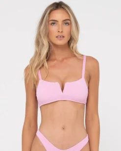 Rusty Sandalwood Textured Bralette Bikini Top | Womens Bikini Tops