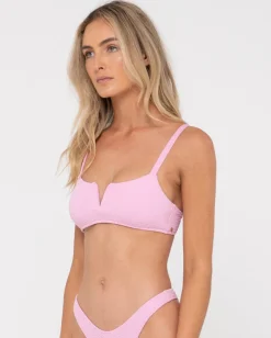 Rusty Sandalwood Textured Bralette Bikini Top | Womens Bikini Tops