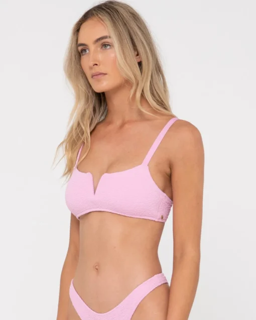 Rusty Sandalwood Textured Bralette Bikini Top | Womens Bikini Tops