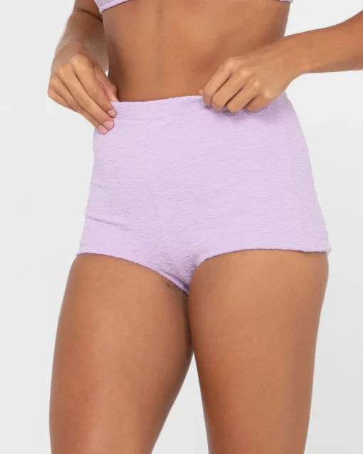 Rusty Sandalwood Textured High Waisted Surf Short | Womens Bikini Bottoms