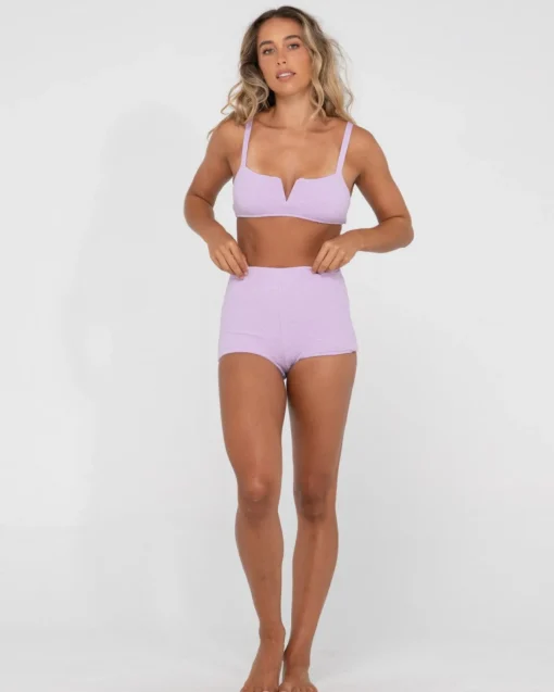 Rusty Sandalwood Textured High Waisted Surf Short | Womens Bikini Bottoms