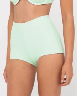 Rusty Sandalwood Textured High Waisted Surf Short | Womens Bikini Bottoms