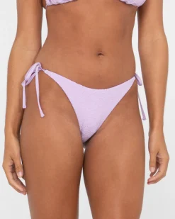 Rusty Sandalwood Textured Midi Side Ties Bikini Bottom | Womens Bikini Bottoms