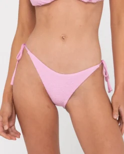 Rusty Sandalwood Textured Midi Side Ties Bikini Bottom | Womens Bikini Bottoms