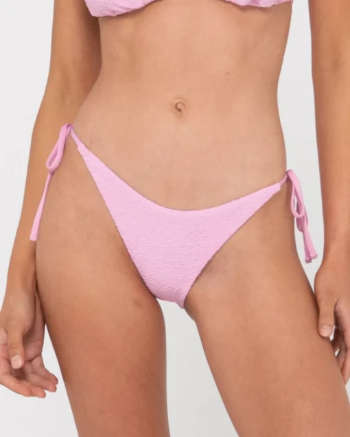 Rusty Sandalwood Textured Midi Side Ties Bikini Bottom | Womens Bikini Bottoms