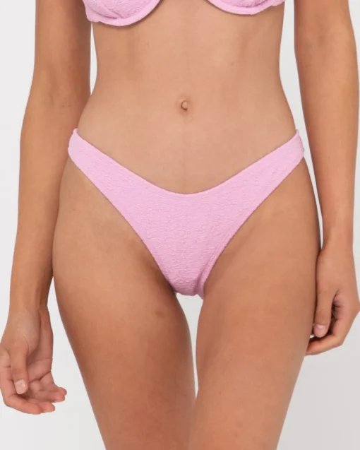 Rusty Sandalwood Textured Midi Bikini Bottom | Womens Bikini Bottoms