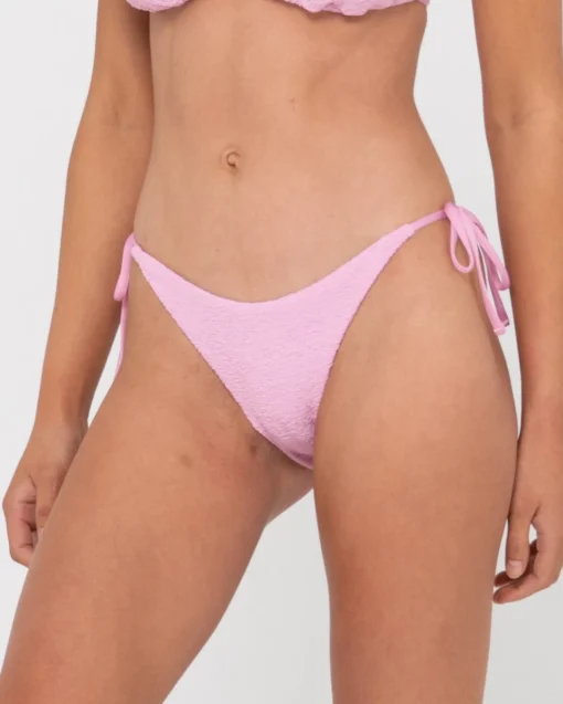 Rusty Sandalwood Textured Midi Side Ties Bikini Bottom | Womens Bikini Bottoms