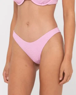 Rusty Sandalwood Textured Midi Bikini Bottom | Womens Bikini Bottoms