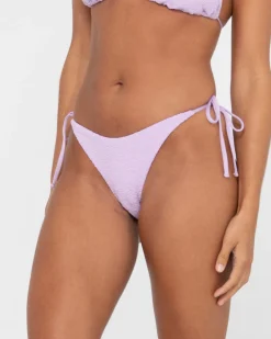 Rusty Sandalwood Textured Midi Side Ties Bikini Bottom | Womens Bikini Bottoms