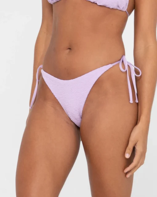 Rusty Sandalwood Textured Midi Side Ties Bikini Bottom | Womens Bikini Bottoms