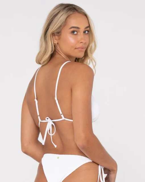 Rusty Sandalwood Textured Slick Triangle Bikini Top | Womens Bikini Tops