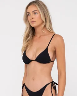 Rusty Sandalwood Textured Slick Triangle Bikini Top | Womens Bikinis