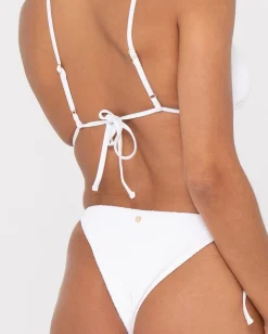 Rusty Sandalwood Textured Slick Triangle Bikini Top | Womens Bikini Tops