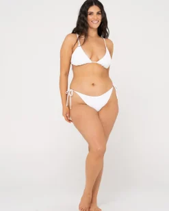 Rusty Sandalwood Textured Slick Triangle Bikini Top | Womens Bikini Tops