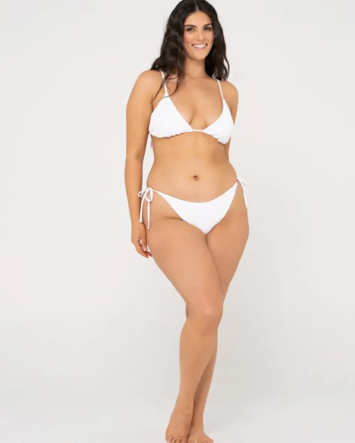 Rusty Sandalwood Textured Slick Triangle Bikini Top | Womens Bikini Tops