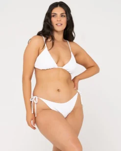 Rusty Sandalwood Textured Slick Triangle Bikini Top | Womens Bikini Tops