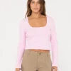 Rusty Scarlett Ribbed Long Sleeve Top | Womens Fashion Tops
