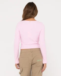 Rusty Scarlett Ribbed Long Sleeve Top | Womens Fashion Tops
