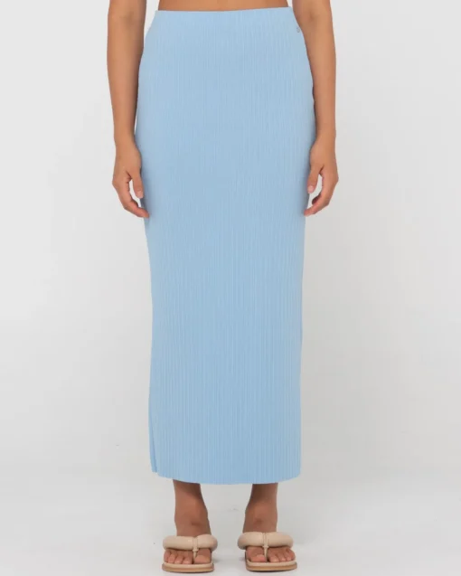 Rusty Scarlett Ribbed Mid Rise Maxi Tube Skirt | Womens Skirts