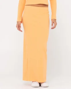 Rusty Scarlett Ribbed Mid Rise Maxi Tube Skirt | Womens Skirts