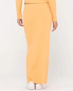 Rusty Scarlett Ribbed Mid Rise Maxi Tube Skirt | Womens Skirts